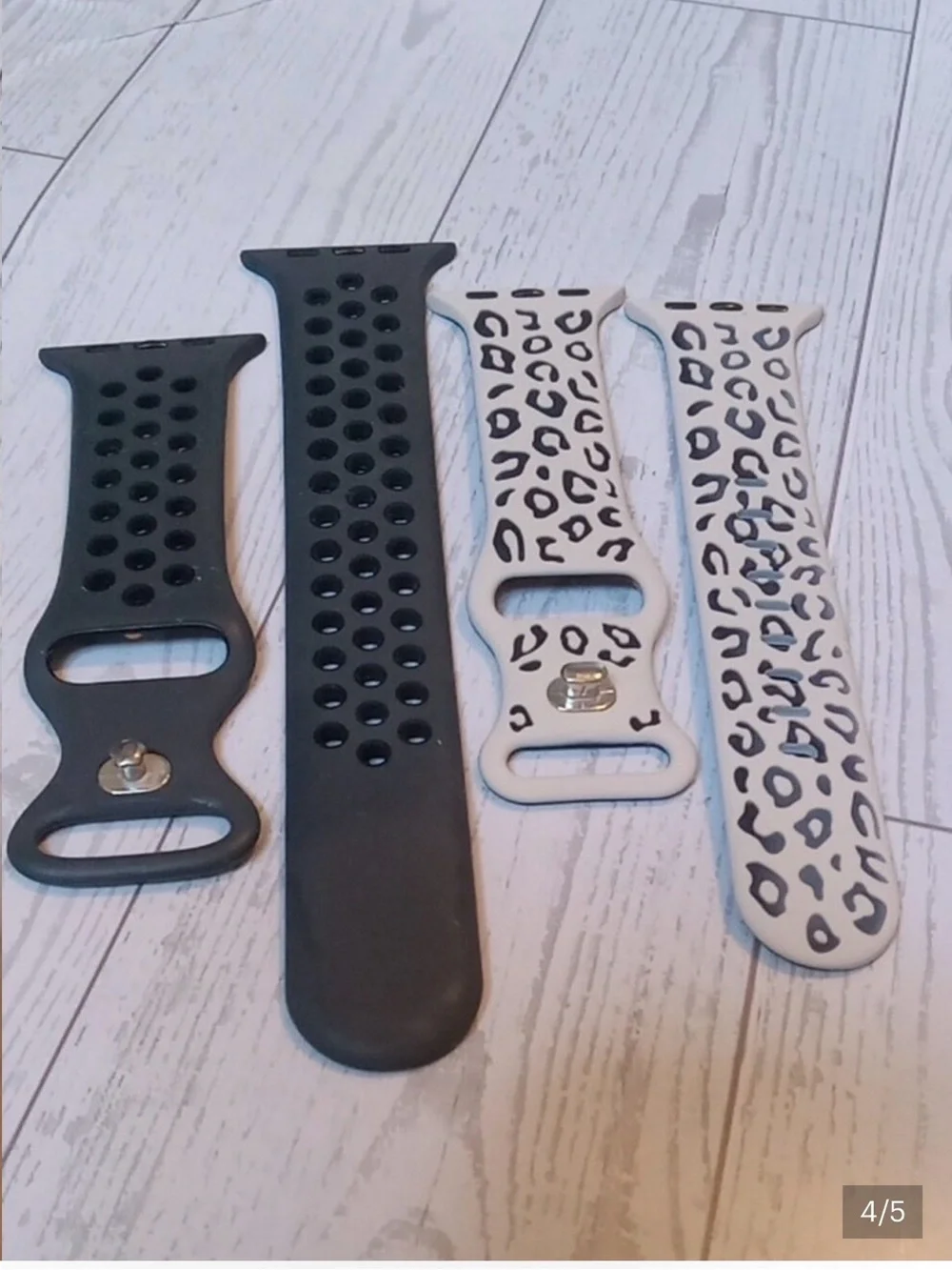 Silicone Replacement Smartwatch Bands - Green, Blue, Black, White Leopard